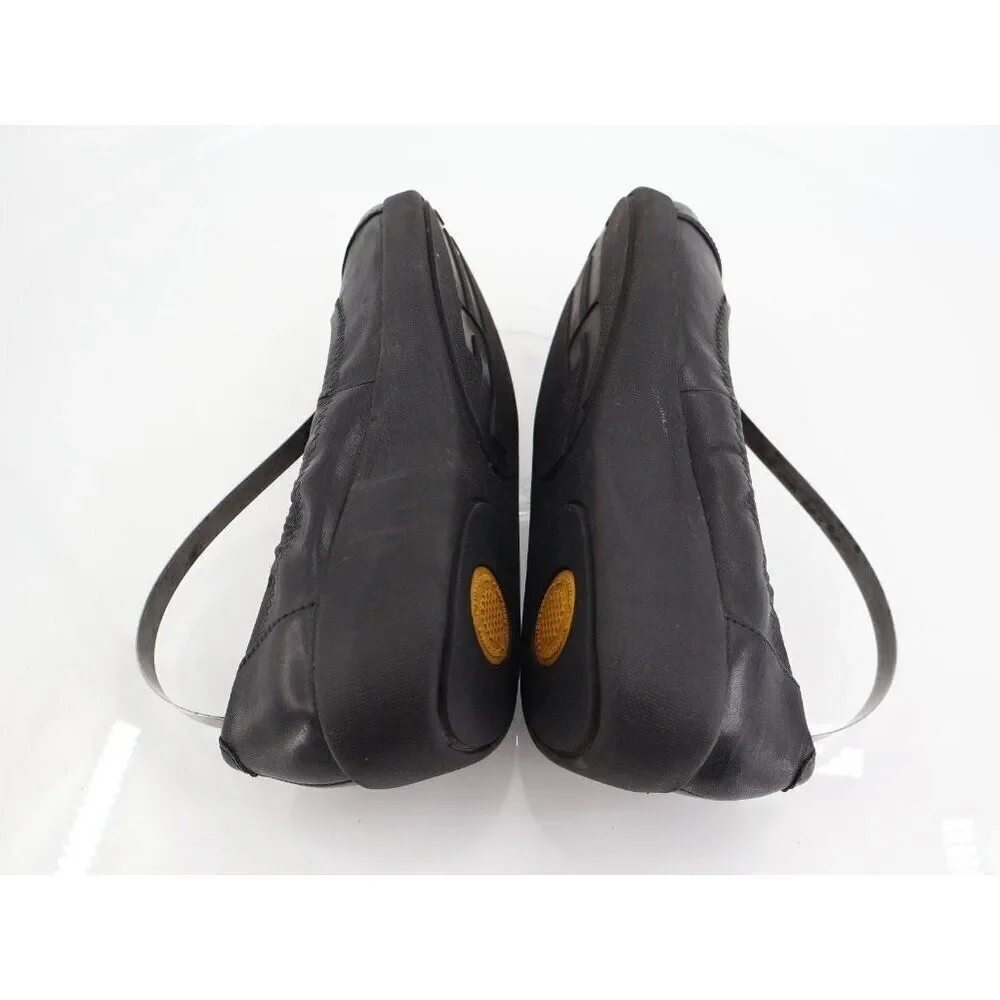 Fitflop Women F-Pop Ballet Flat Size 5 Slip On Toning Ballet Shoe Black Leather